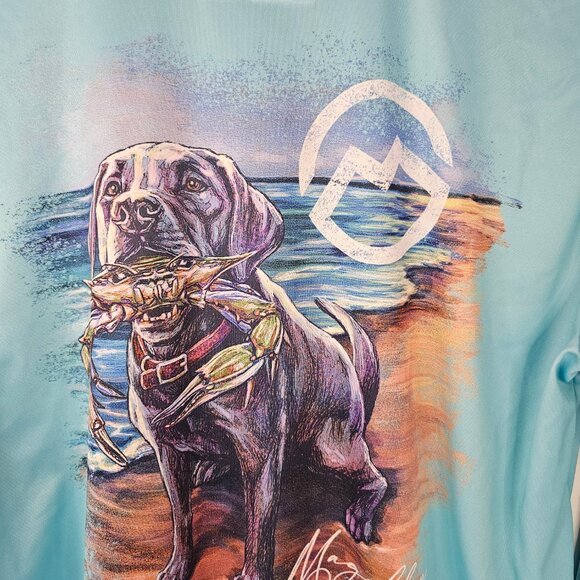 Magellan Fish Gear Moisture-Wicking Long Sleeve Shirt Mens Large Dog with Crab - Picture 2 of 5